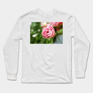 Pink Striped Rose Long Sleeve T-Shirt